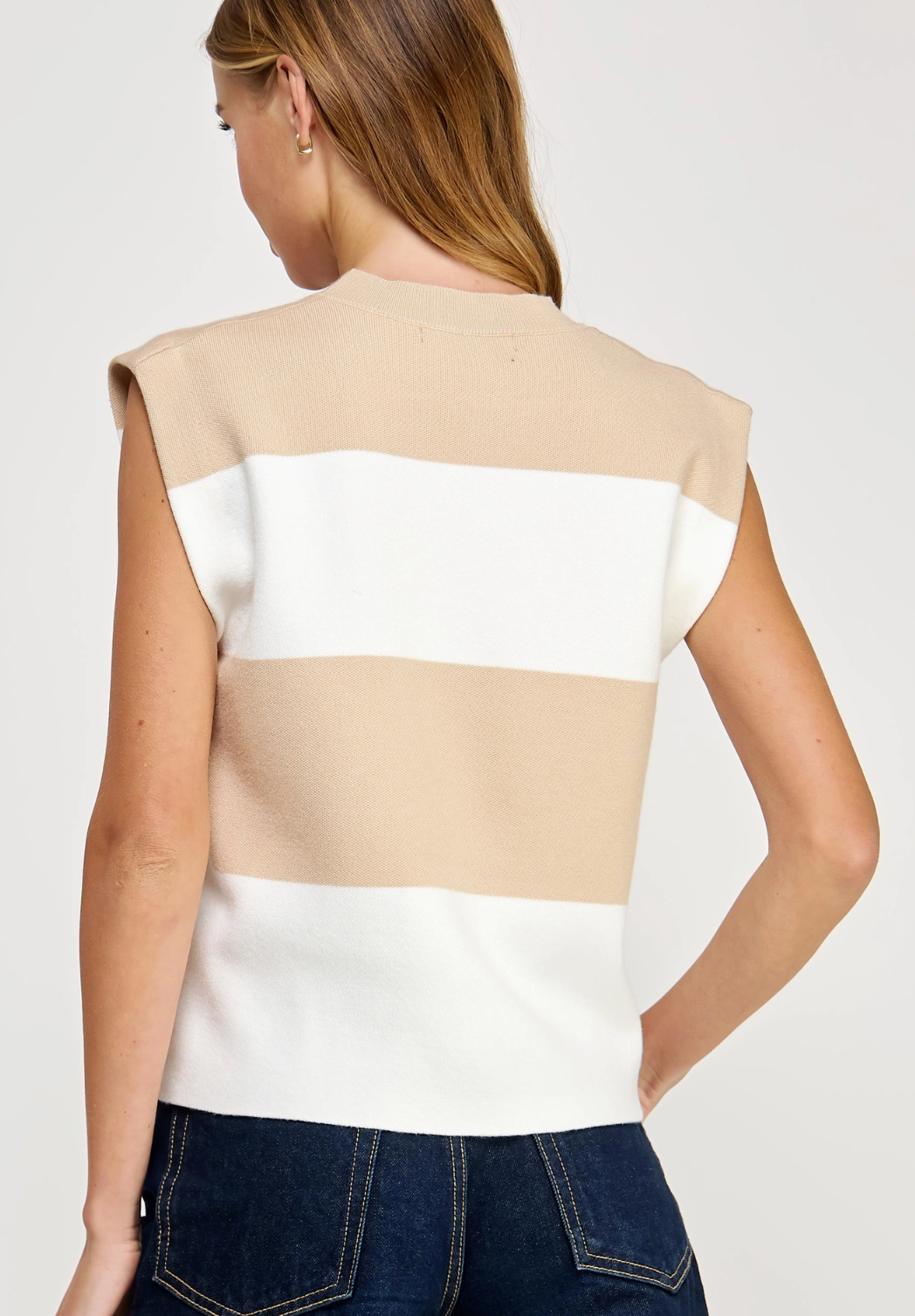 Khaki Striped Knitted Top