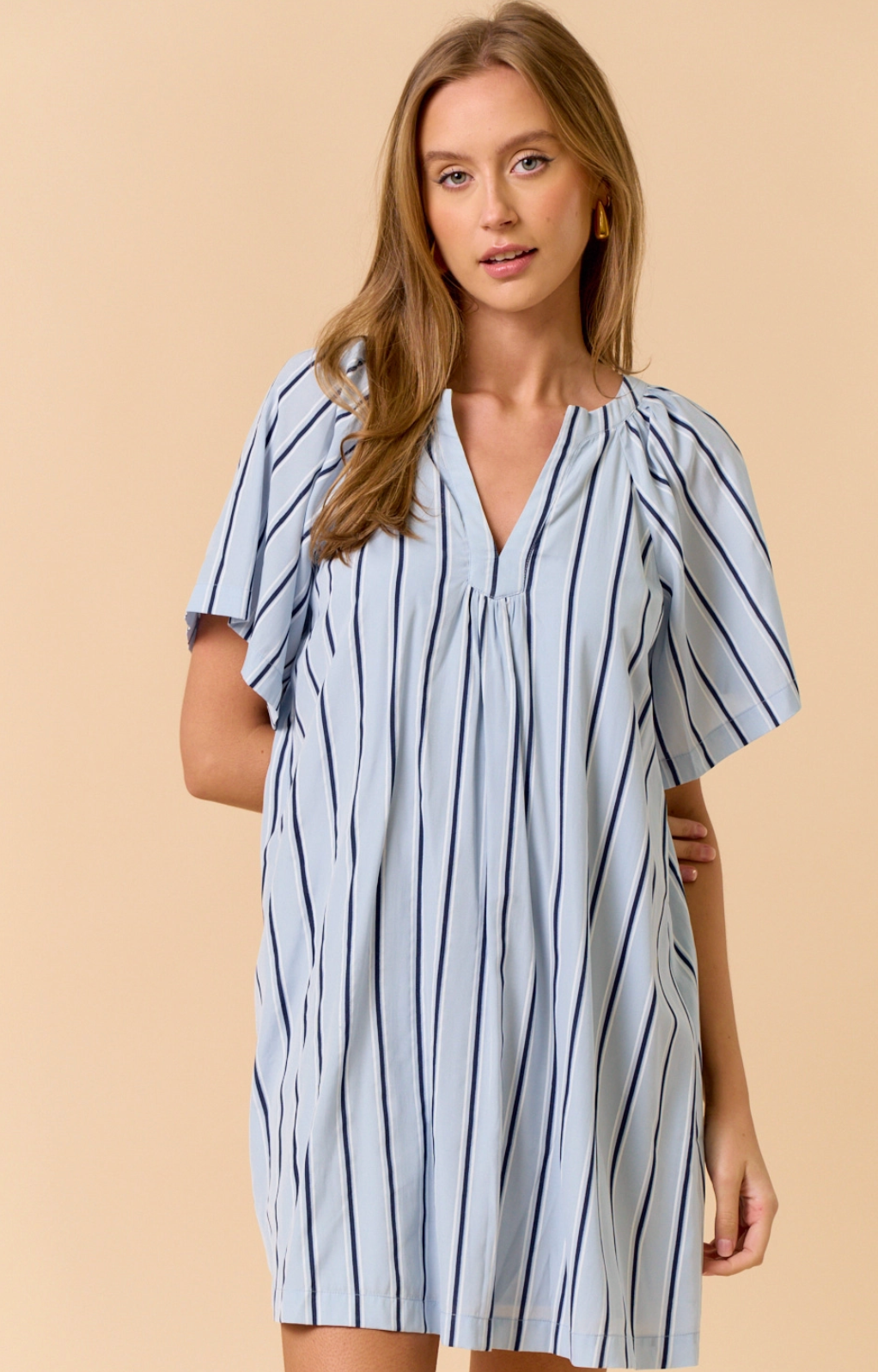 Blue & Navy Striped Mini Dress