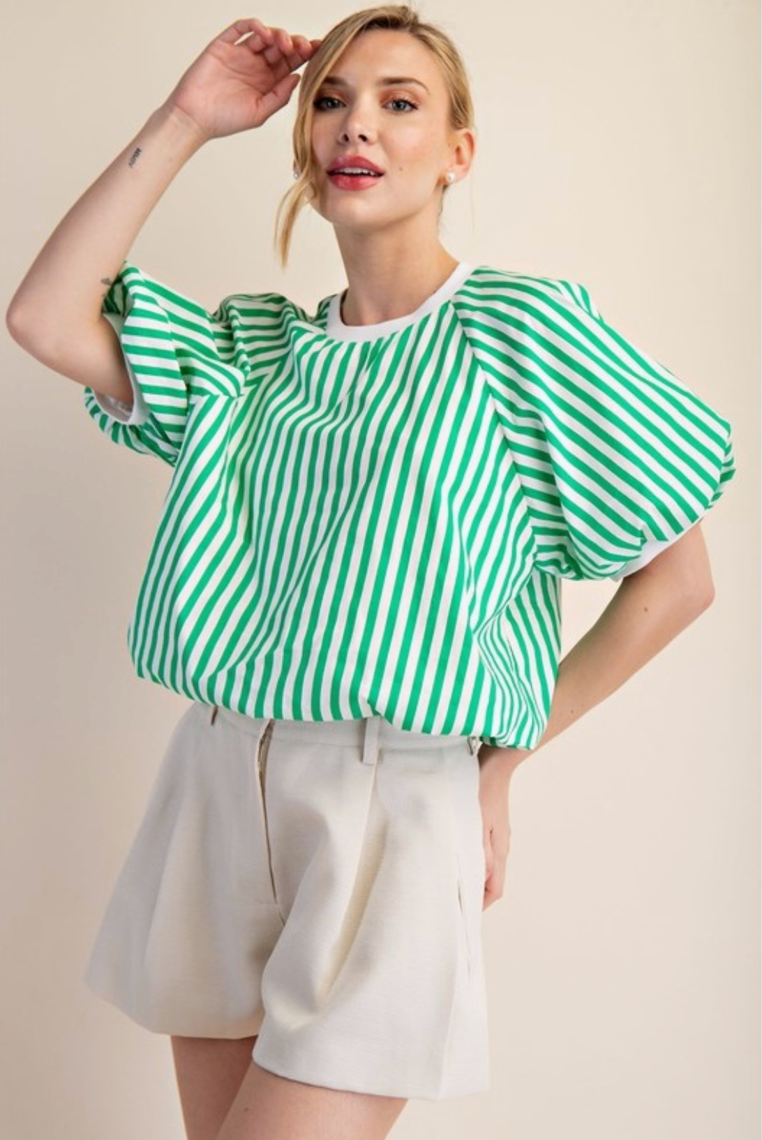 Kelly Green Striped Top