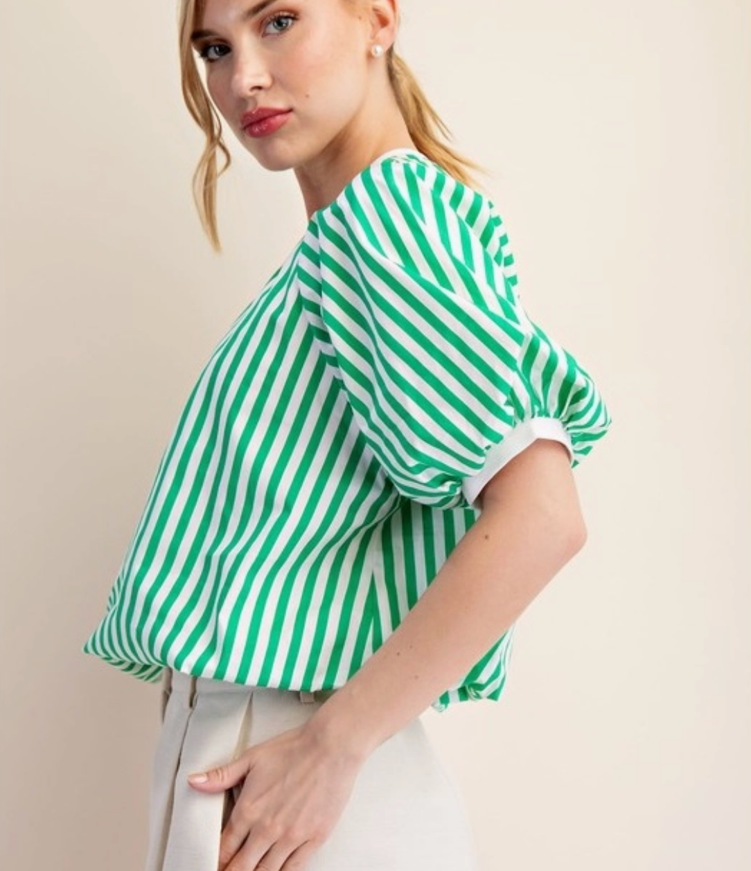 Kelly Green Striped Top