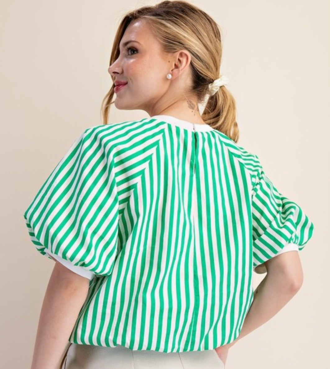 Kelly Green Striped Top