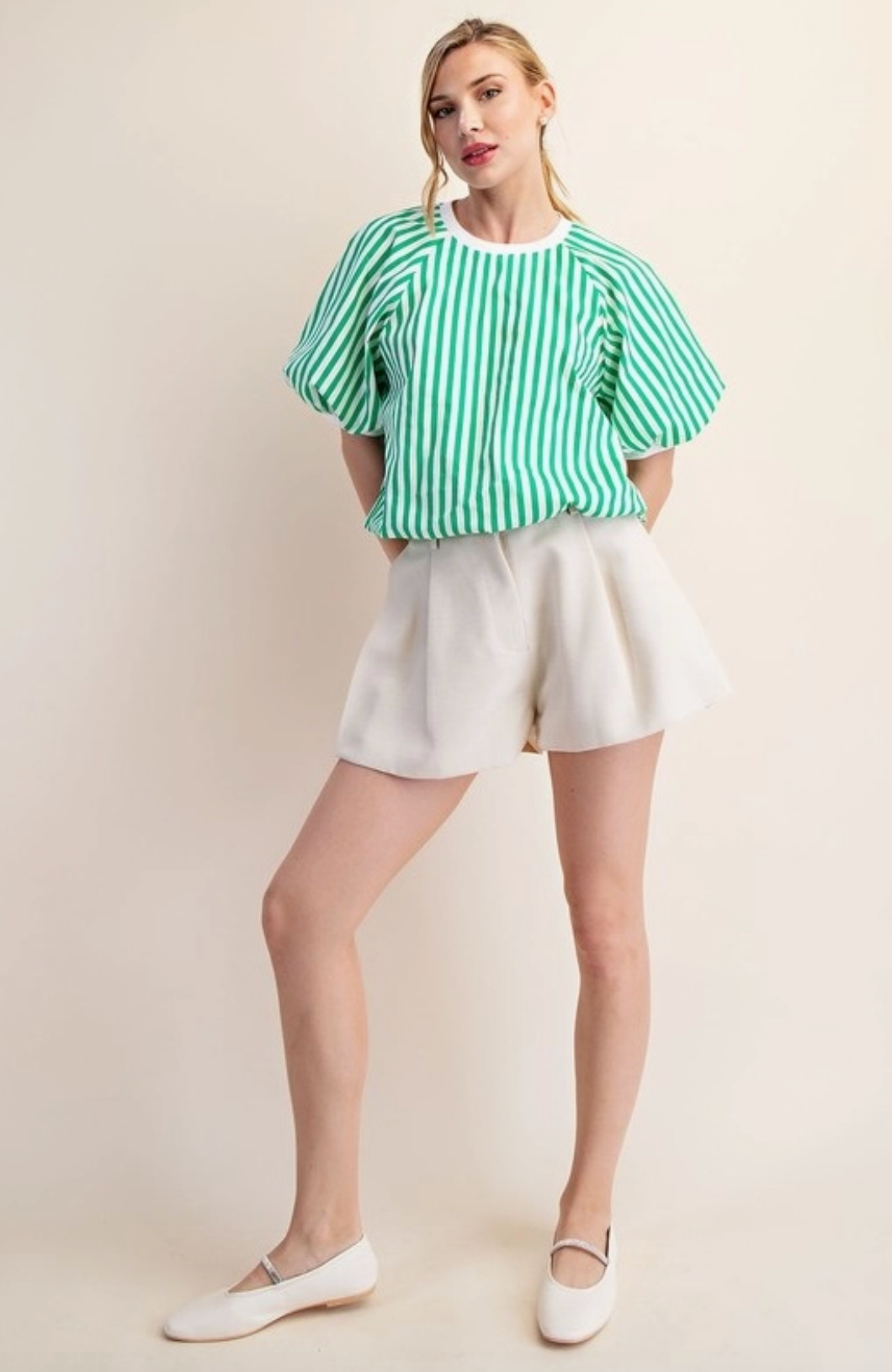 Kelly Green Striped Top