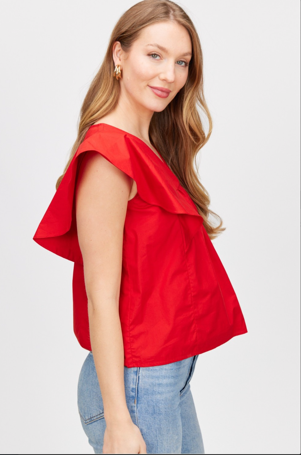 Poplin Red Top