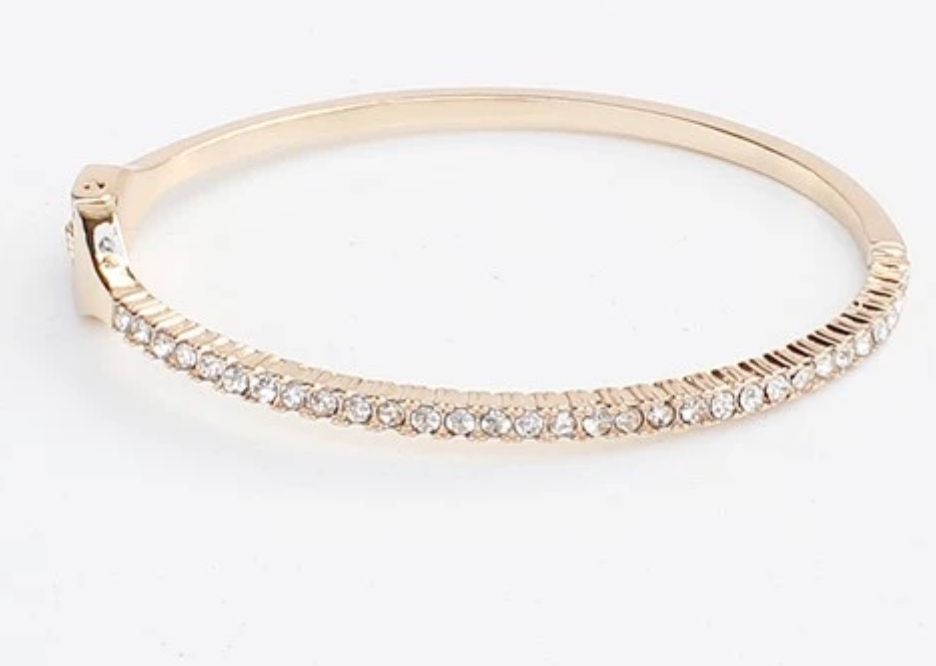 Gold Rhinestone Latched Bracelet