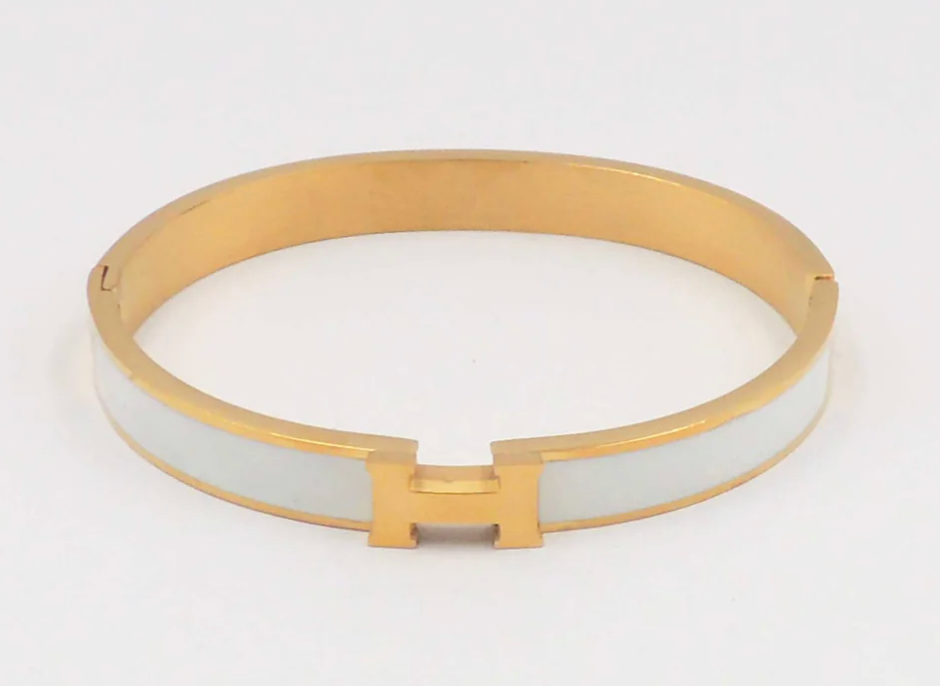 Gold and White H Bracelet
