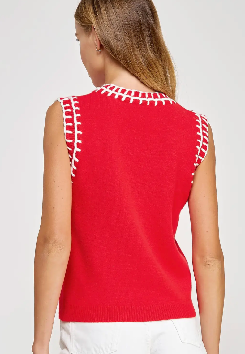 Embroidered Sleeveless Knit Tank Top