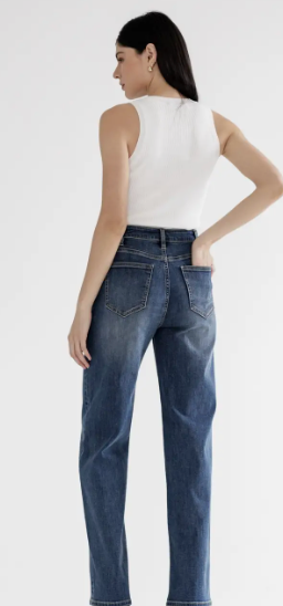 Super High Straight Leg-Mets Blue