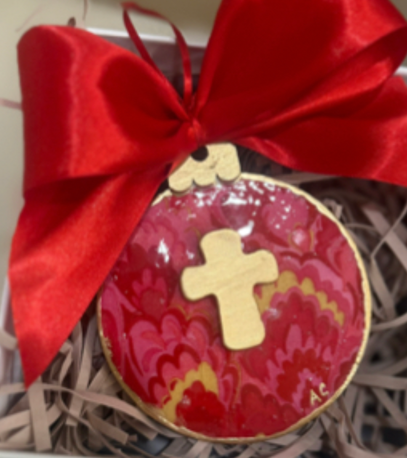 Gold Cross -Red Round