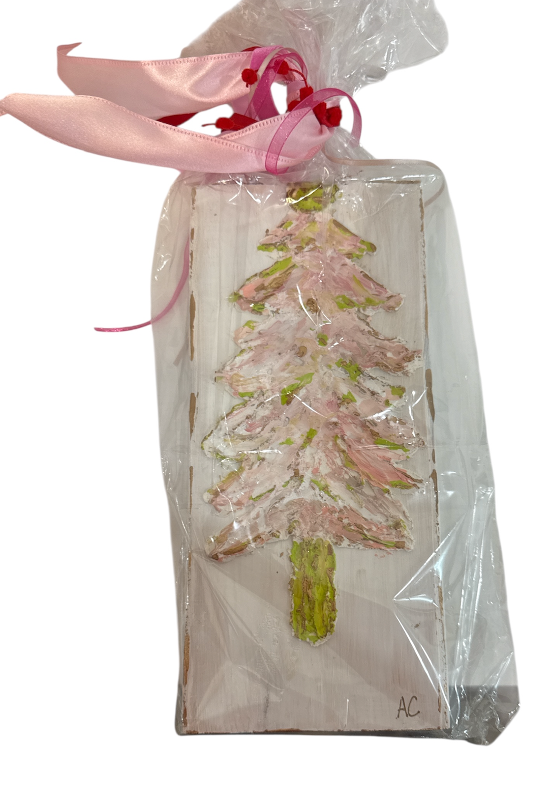 Pink/Gold Tree-Wood Block Tall