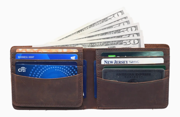 Leather Wallet with Flap Out Id Window