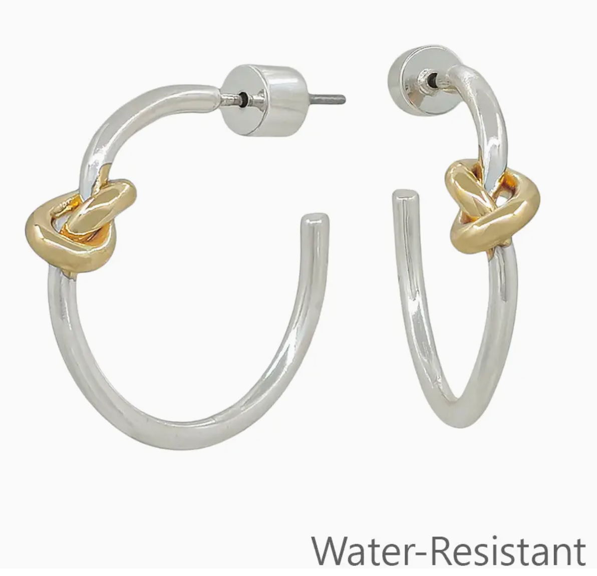 1" Gold Metal Hoop Knot Accent Earring