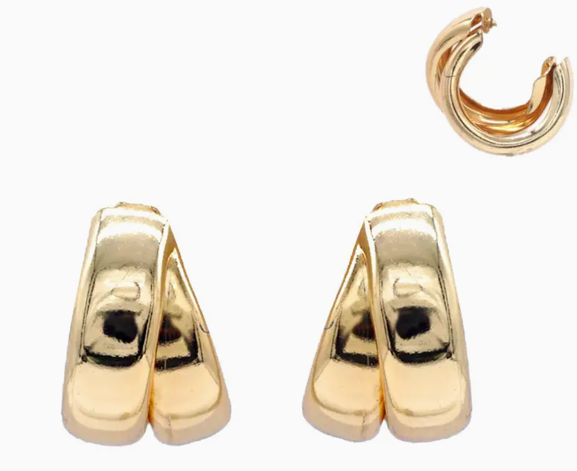 Gold Two Layered .5" Hoop Earring