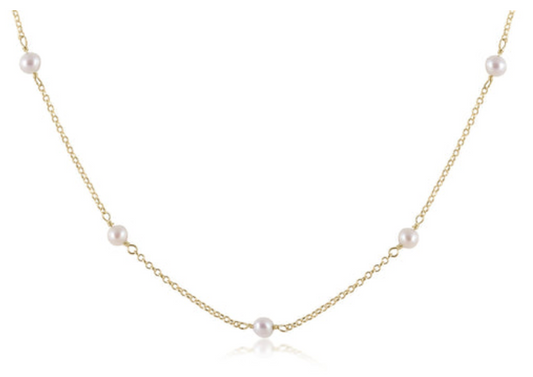 17" Gold Chain Pearl Necklace