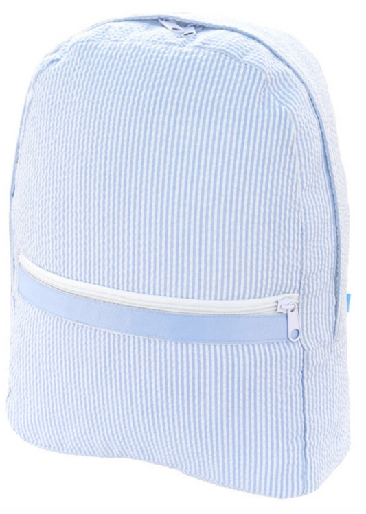 Baby Blue Seersucker Backpack