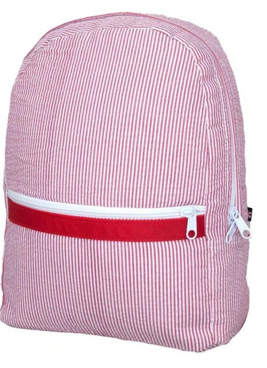 Red Seersucker Backpack