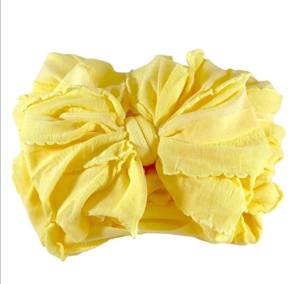 Ruffled Headband Bow - Buttercup