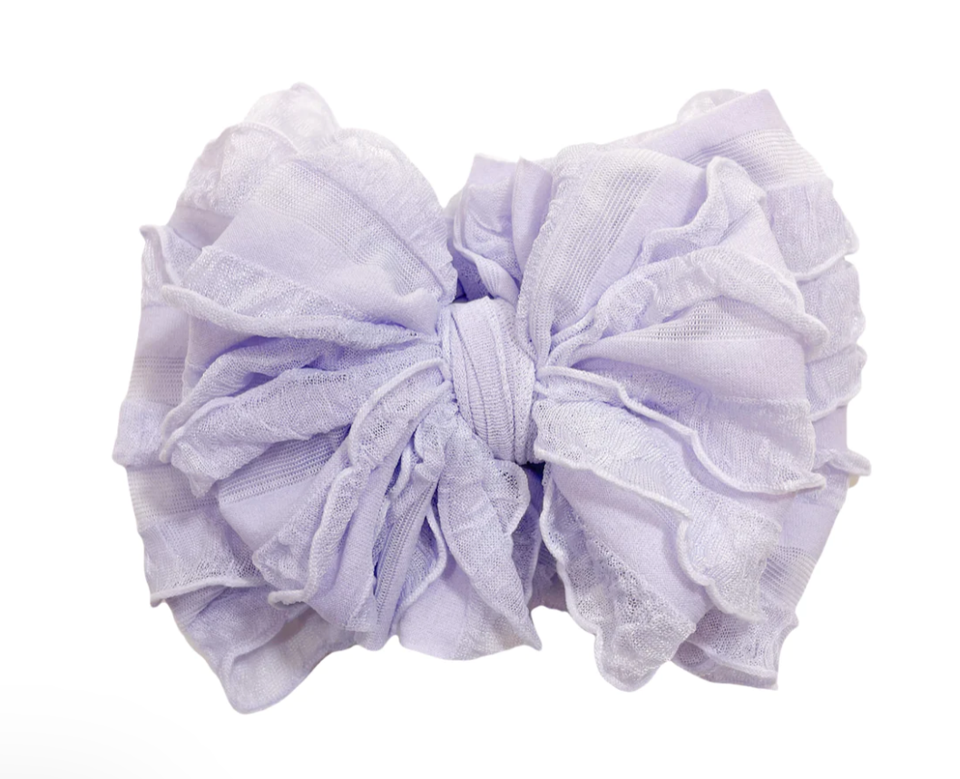 Ruffled Headband Bow - Lavender