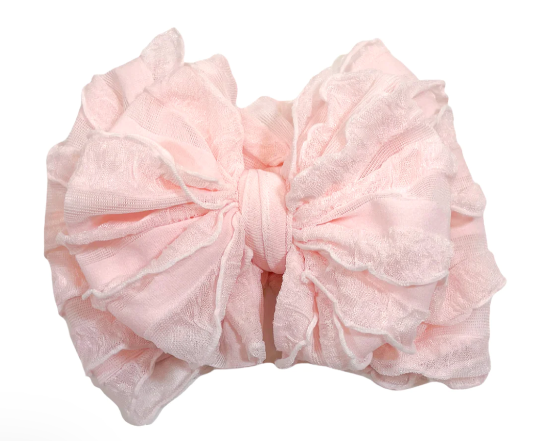 Ruffled Headband Bow - Sweet Pink