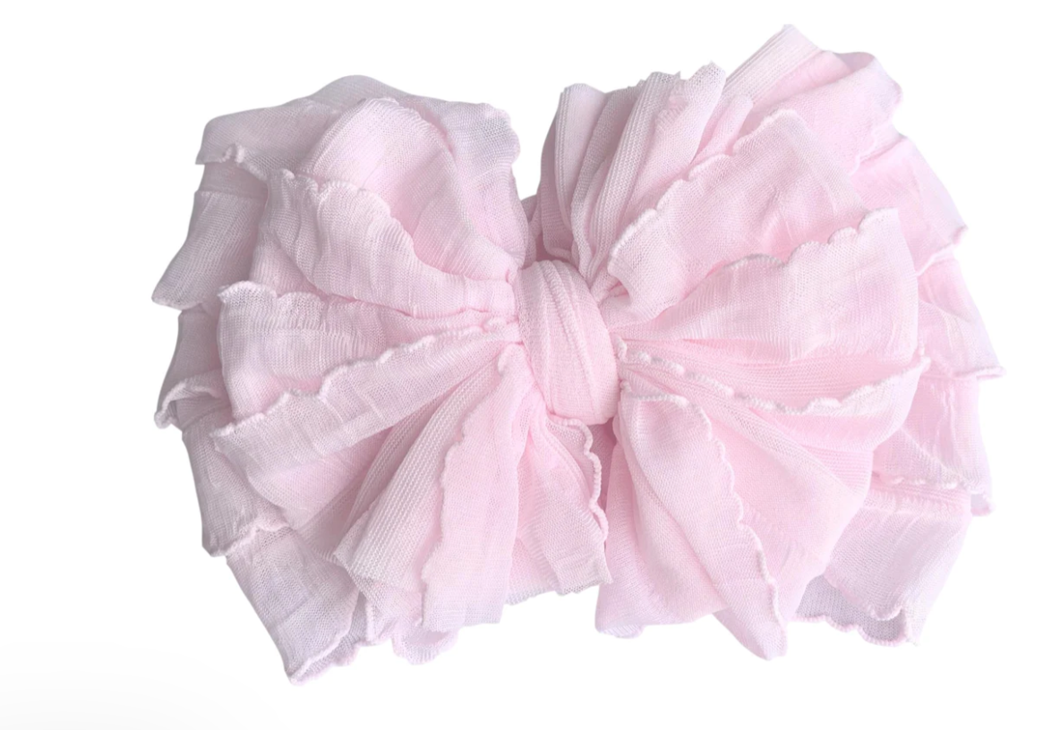 Ruffled Headband Bow - Perfect Pink