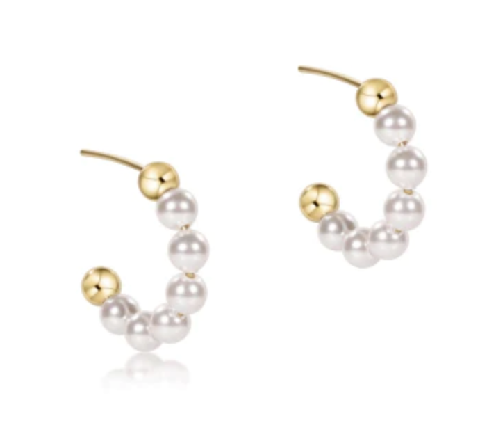 Beaded Classic 1" Post Hoop - 4mm Pearl