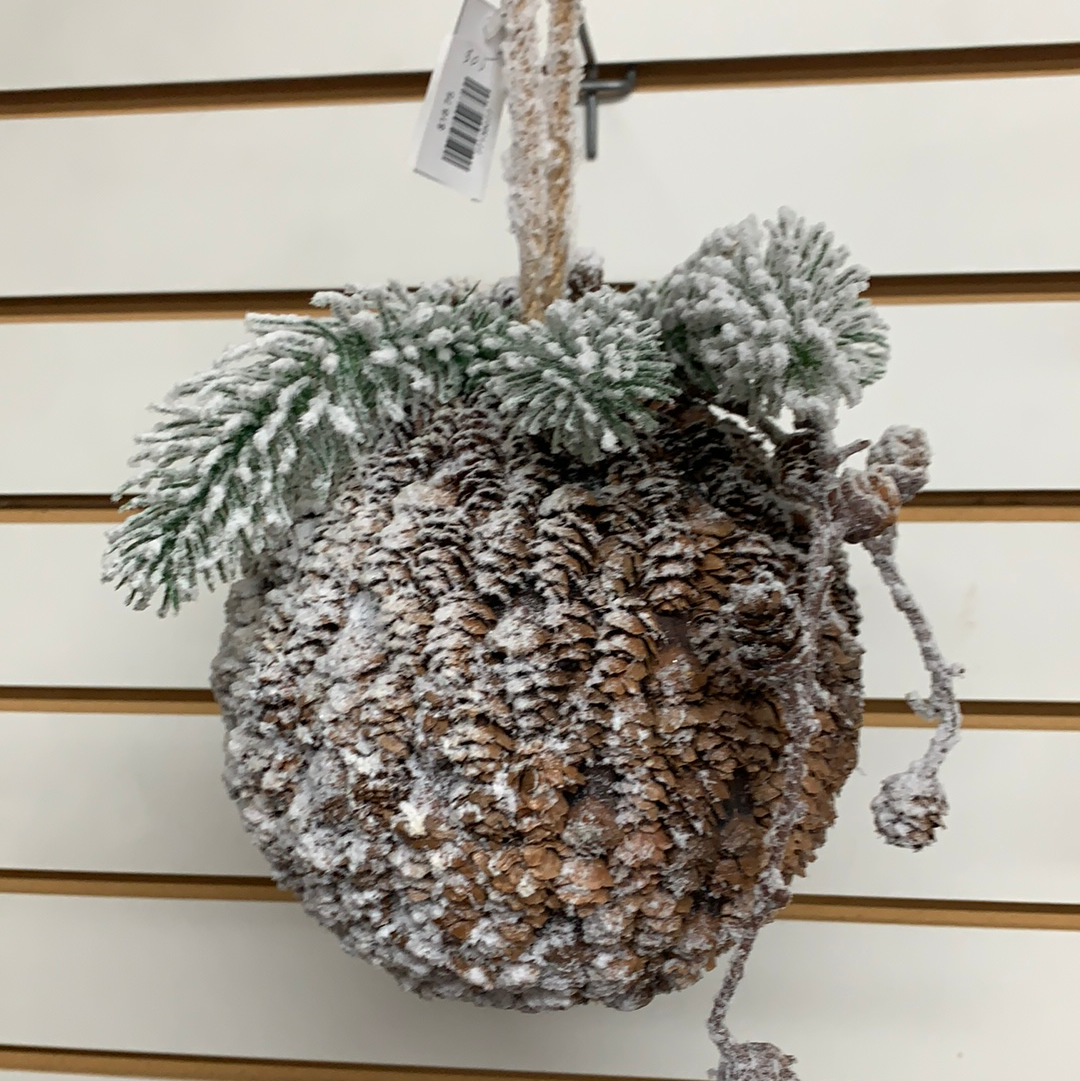 Snowy Pineneedle Ball Ornament
