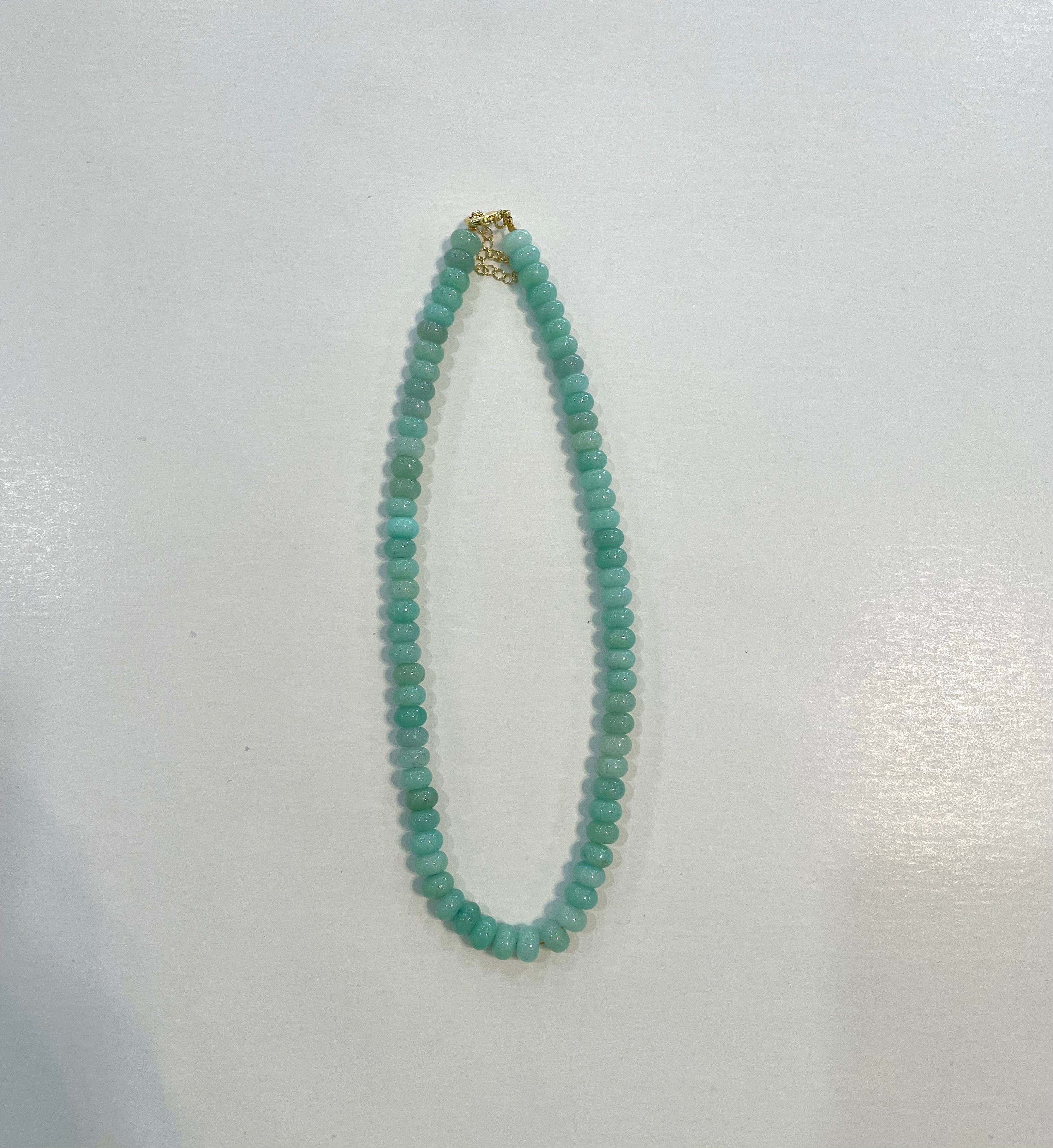 Mint Small Flat Marble Beaded Necklace