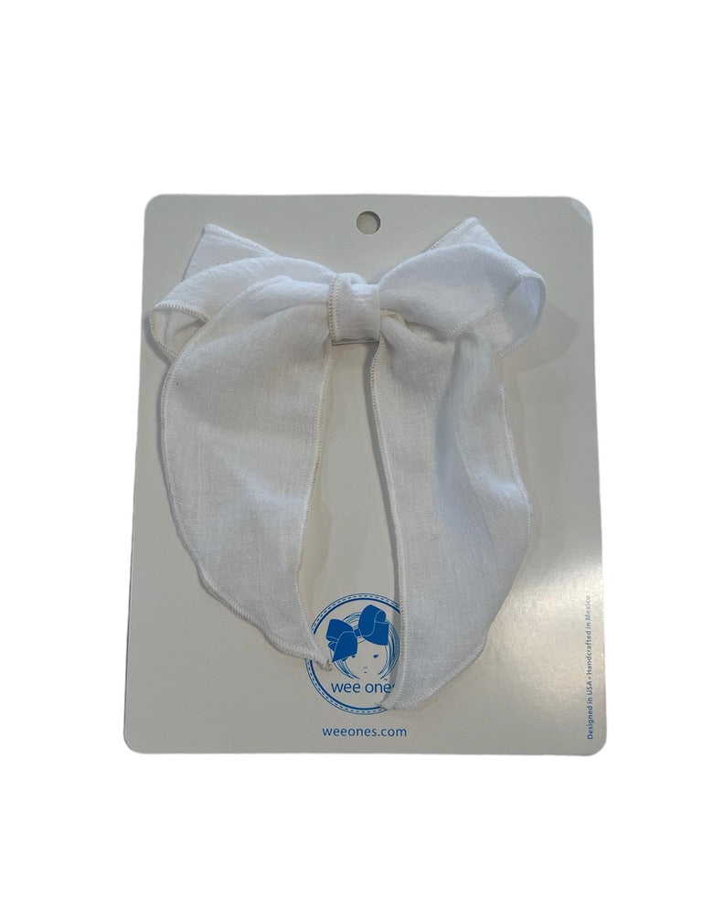 Medium Cotton Gauze Bow - White