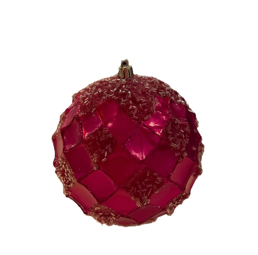 Hammered Ball with Fuchsia Beads