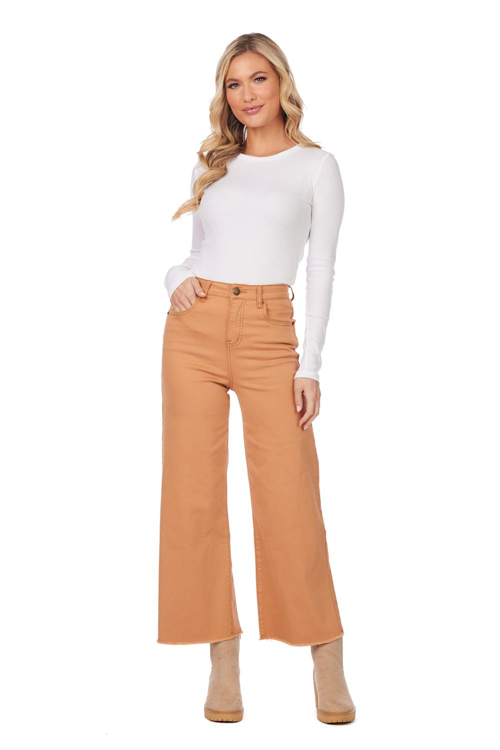 Crawford Wide Leg Jean- Camel