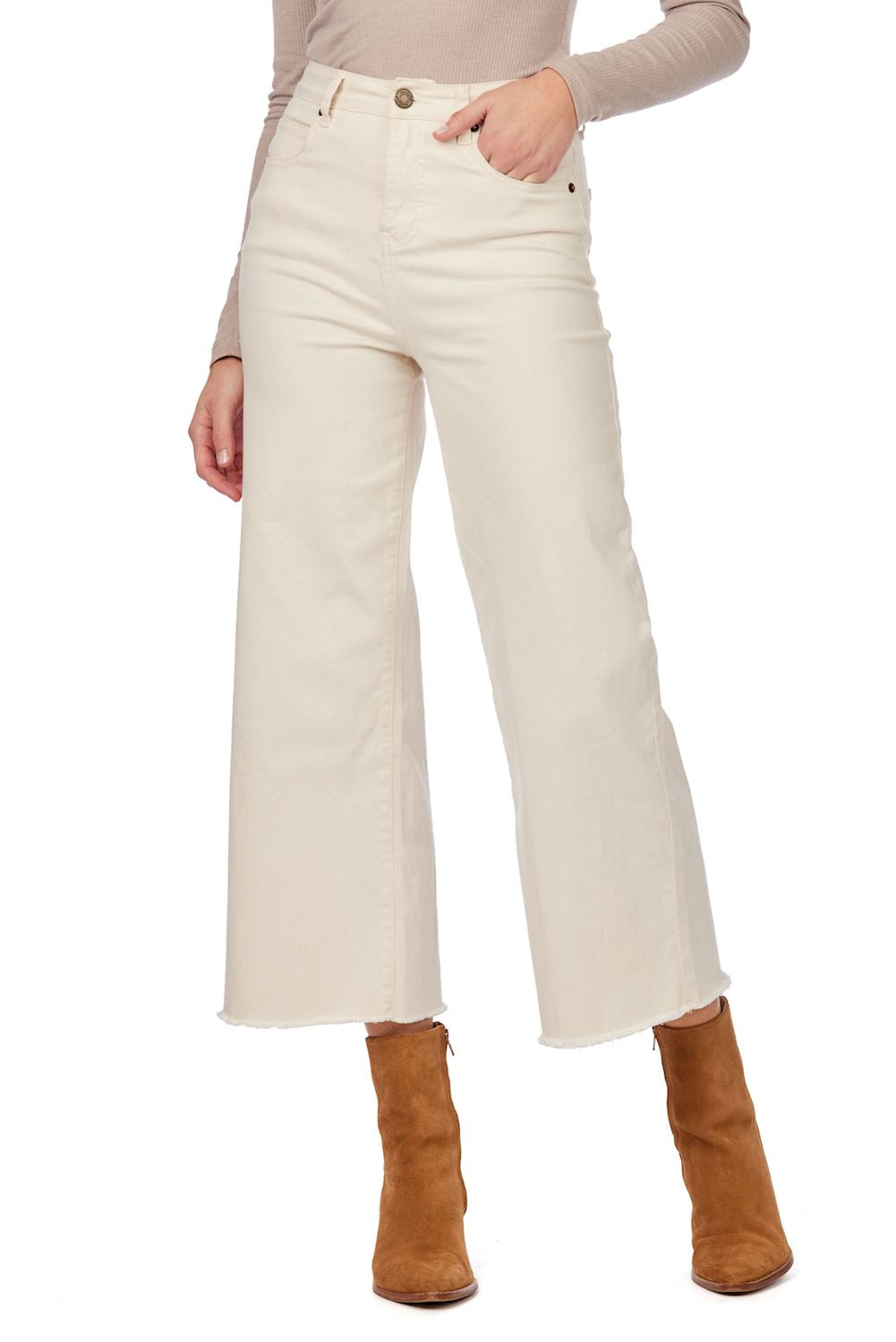 Crawford Wide Leg Jean-Light Tan