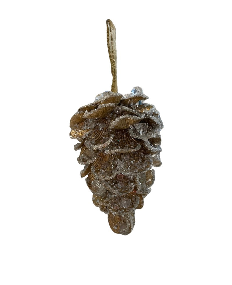 Jewel/Bead Gold Pinecone Ornament