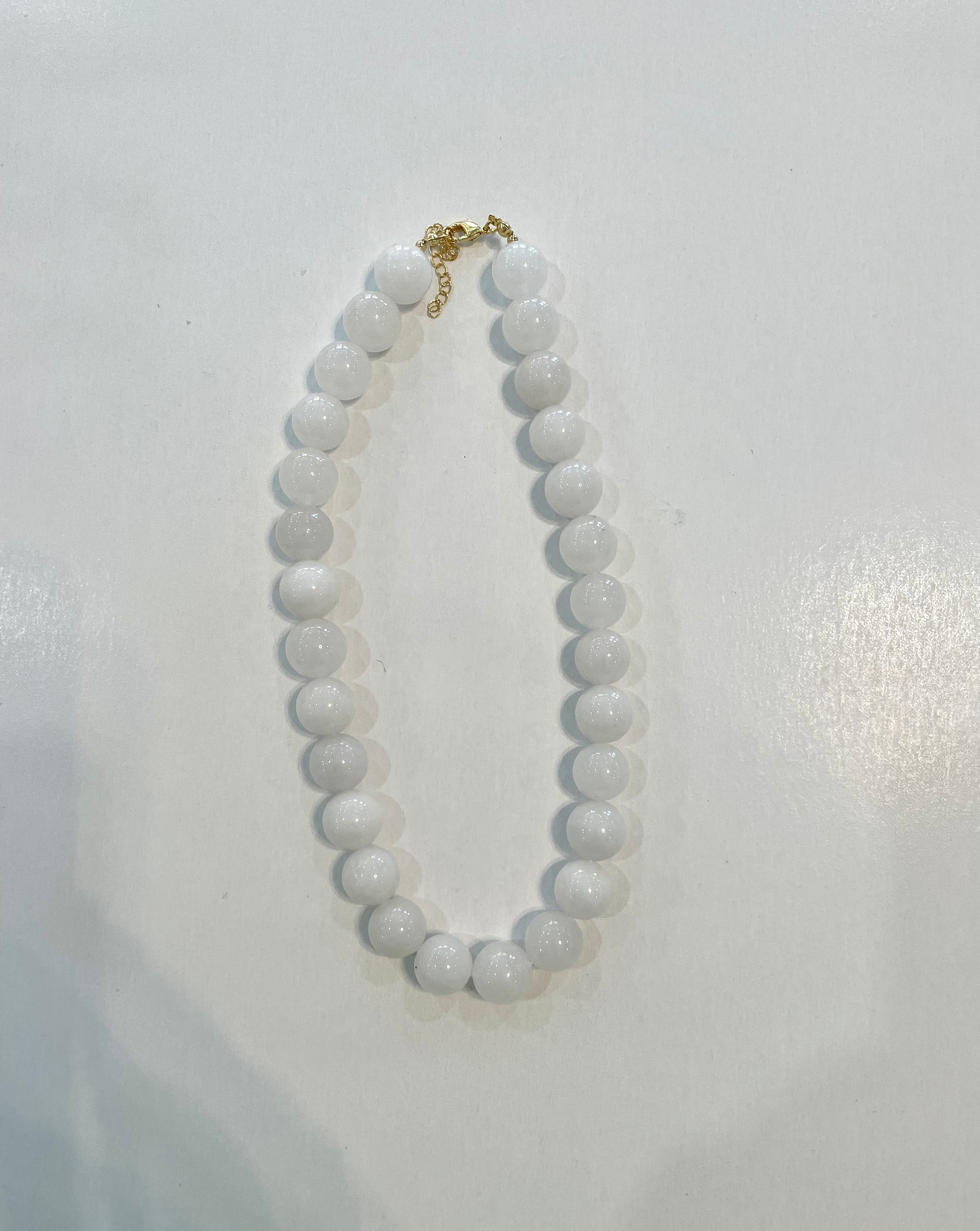 White Marble Beaded Necklace