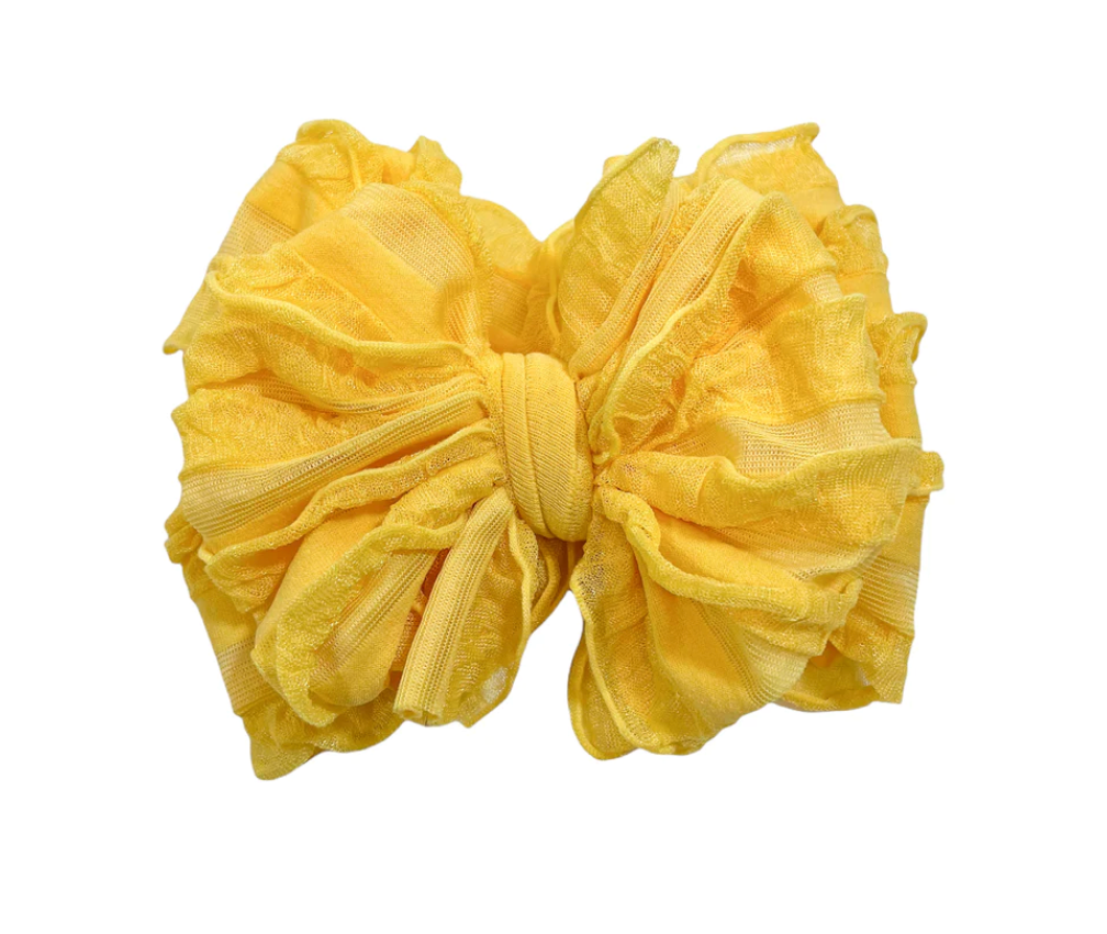 Ruffled Headband Bow - Sunflower