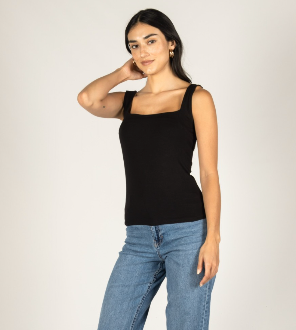 Scuba Rayon Scoop Neck Tank - Black