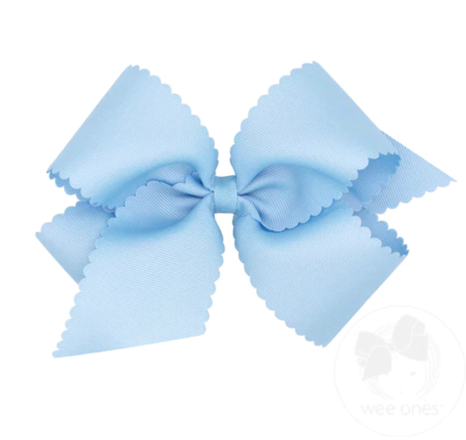Large Scallop Bow- Light Blue