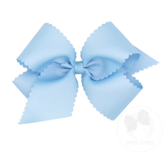 Large Scallop Bow- Light Blue