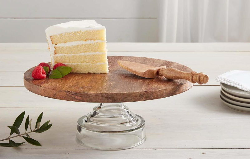 Wood & Glass Cake Stand