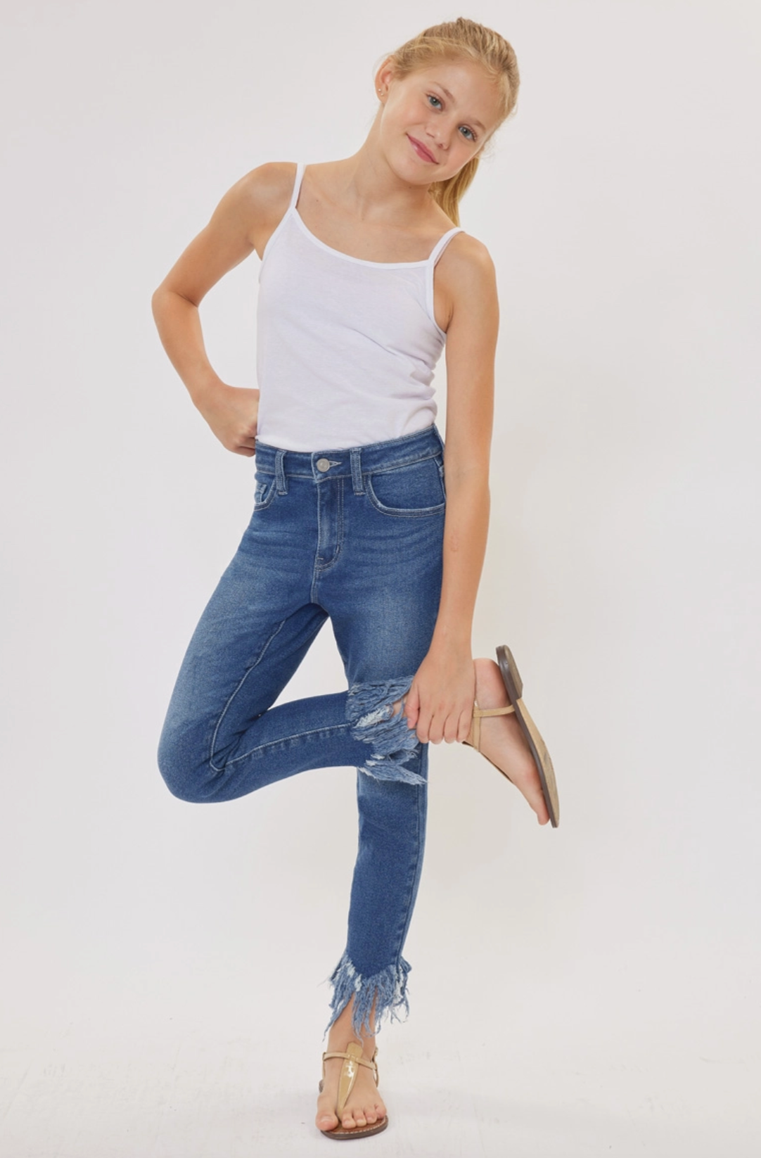 Kids High Rise Ankle Skinny Jeans