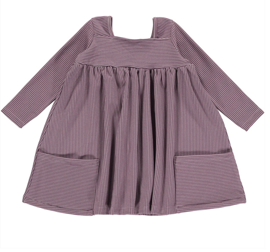 Rylie Dress Purple and Cream Stripe