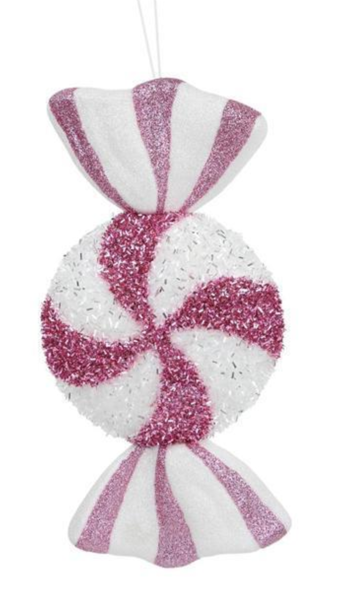 Striped Candy Ornament Pink/White