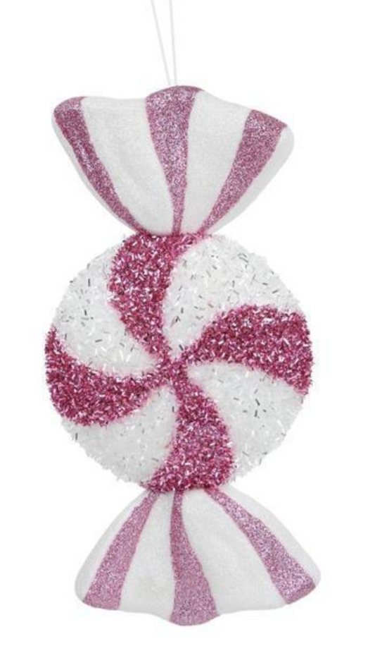 Striped Candy Ornament Pink/White