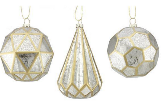 Geometric Glass Silver/Gold Ornament