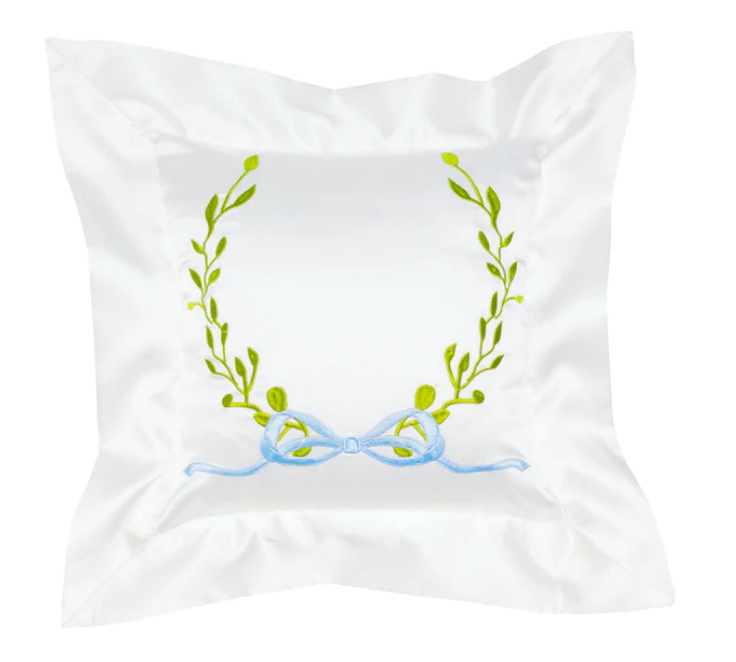 Satin Blue bow Pillow