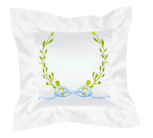 Satin Blue bow Pillow