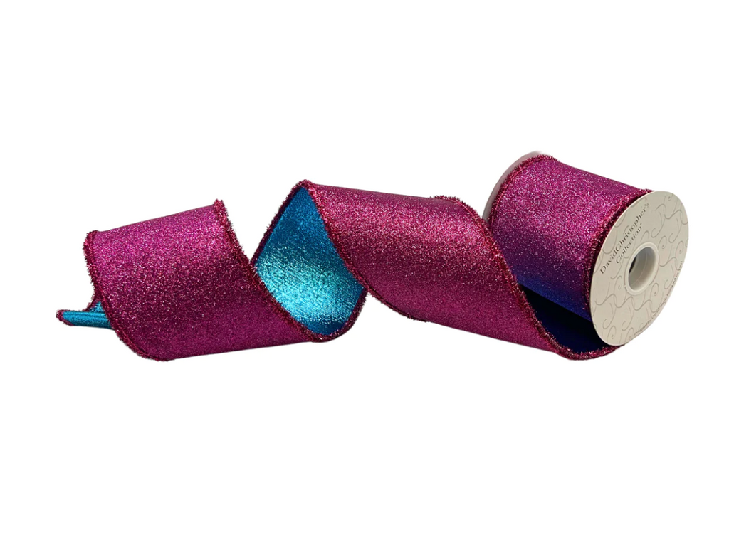 Fuchsia Glitter Ribbon with Fuchsia Tinsel Edge