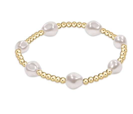 Admire Gold 3mm Bead Bracelet - pearl EXTENDS