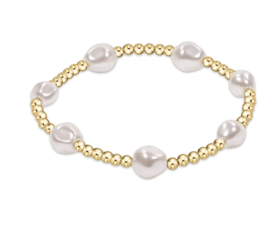 Admire Gold 3mm Bead Bracelet - Pearl EXTENDS