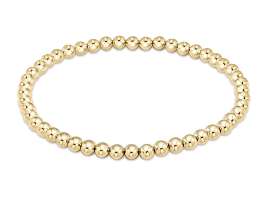 Classic Gold 4mm Bead Bracelet EXTENDS- Mixed Metals