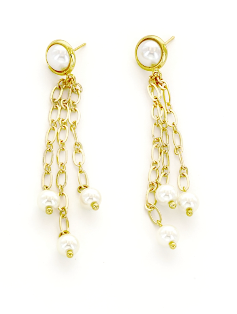 Pearl Dangle Chain Earrings