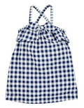 Navy Gingham Bow Dress